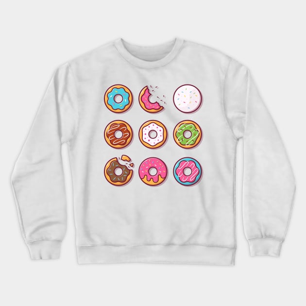 Doughnut Donuts Collection Cartoon Crewneck Sweatshirt by Catalyst Labs